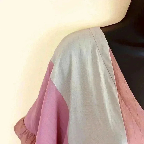 Storia Mauve Boho Rayon Blend Oversized Tie Waist Ruffle Mini Dress Size S - Picture 6 of 16